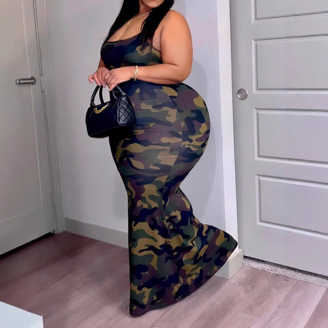 Women's Plus Size Fashion Trend Print Strap Bodycon Dress 3