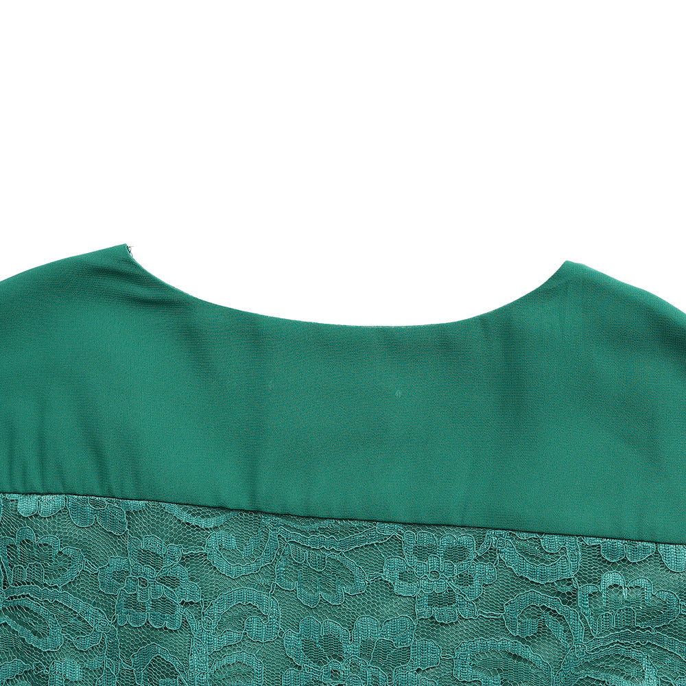 Plus Size Women Patchwork Lace Elegant Maxi Dress 16