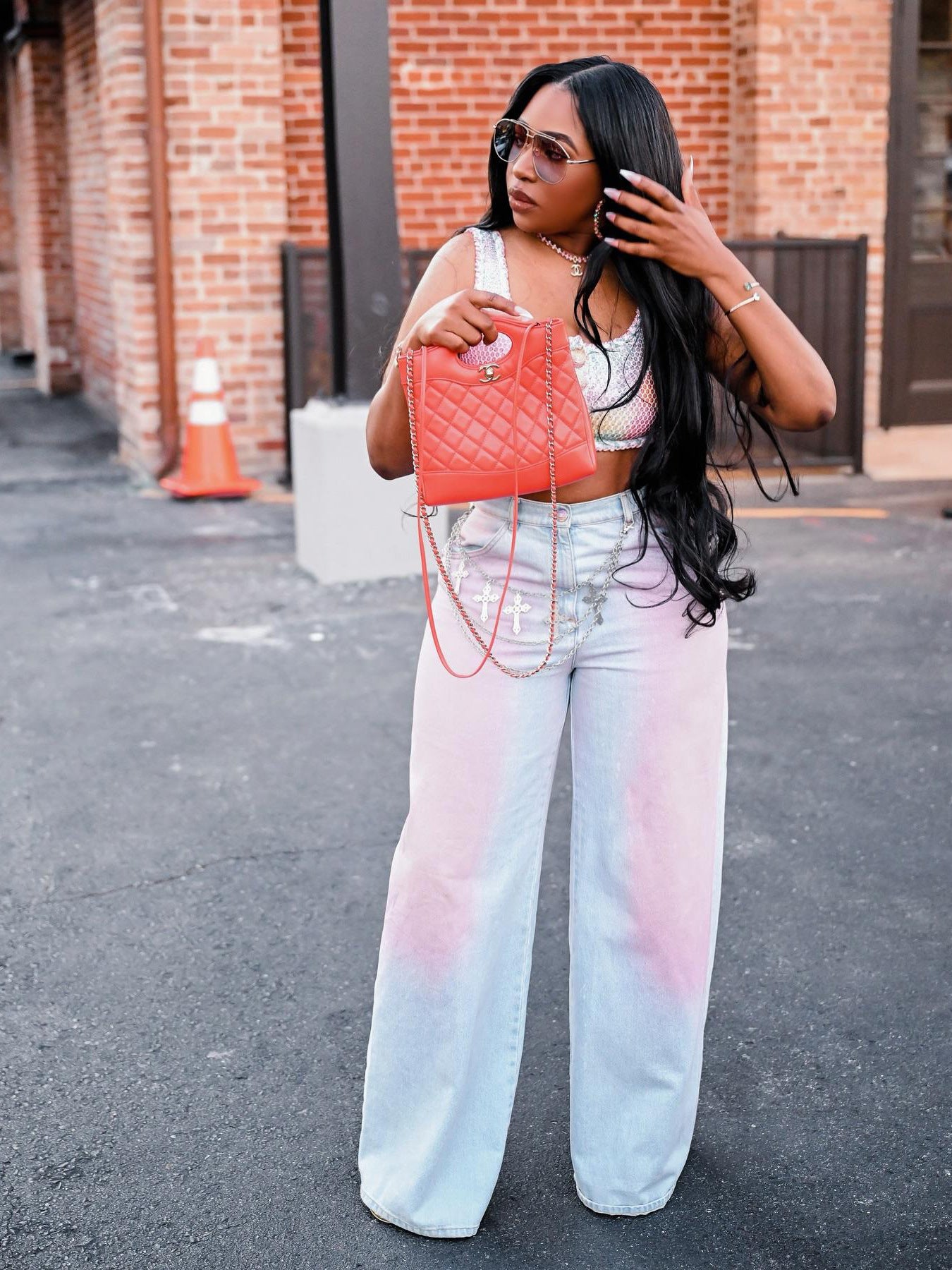 Women Fashion Gradient Denim Pants 3