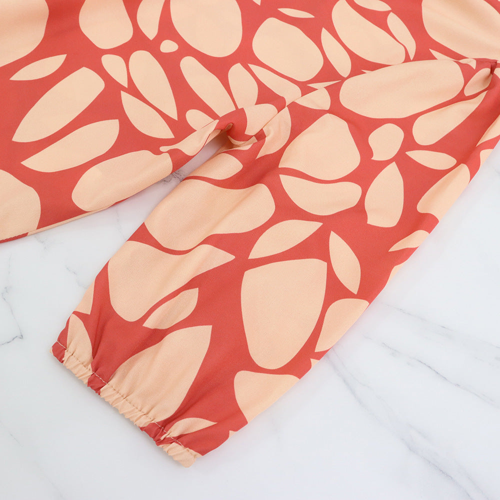 Women's printed Chic elegant Round Neck Patchwork A-line long skirt set 8