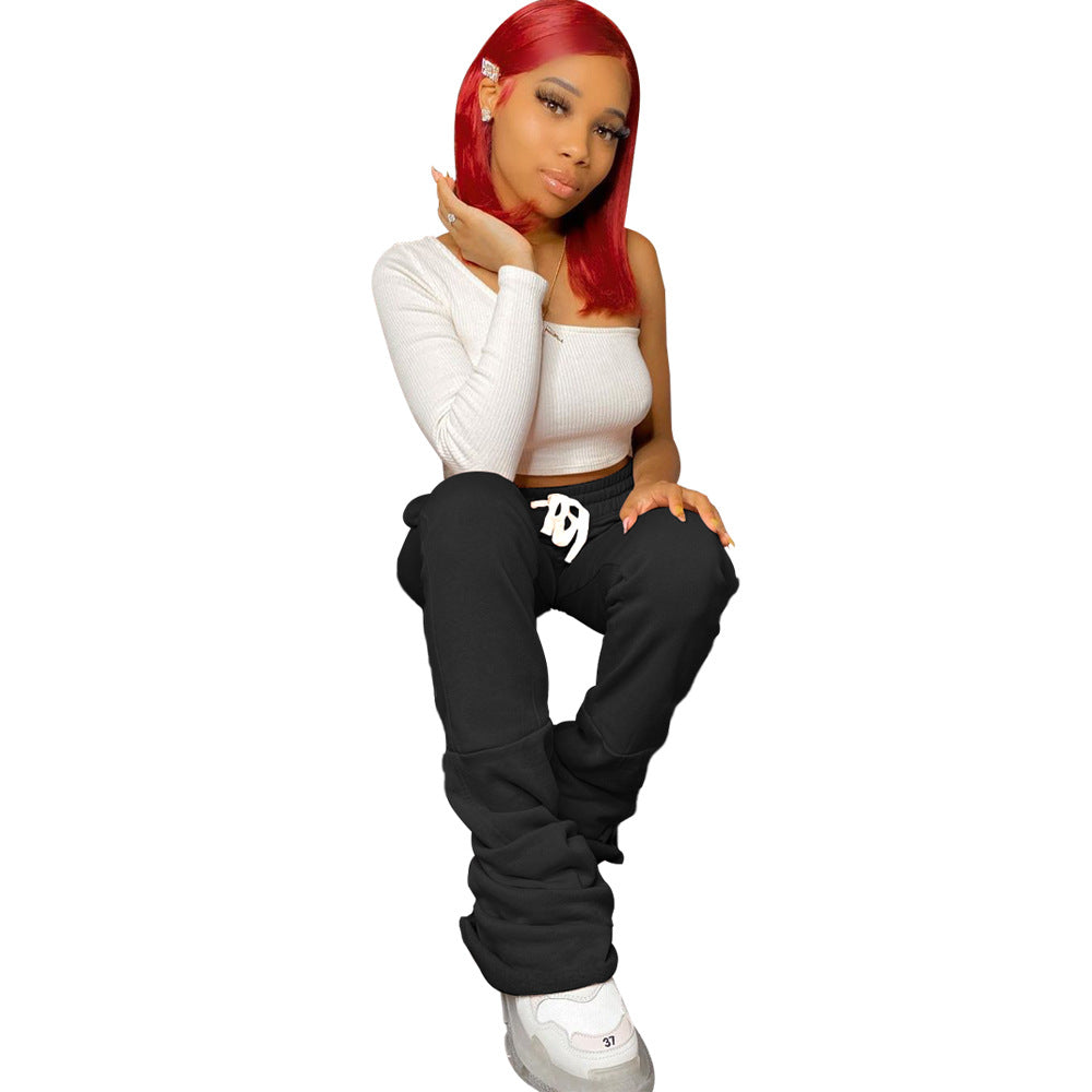 Autumn Winter Plush Patchwork Stacked Pants 10