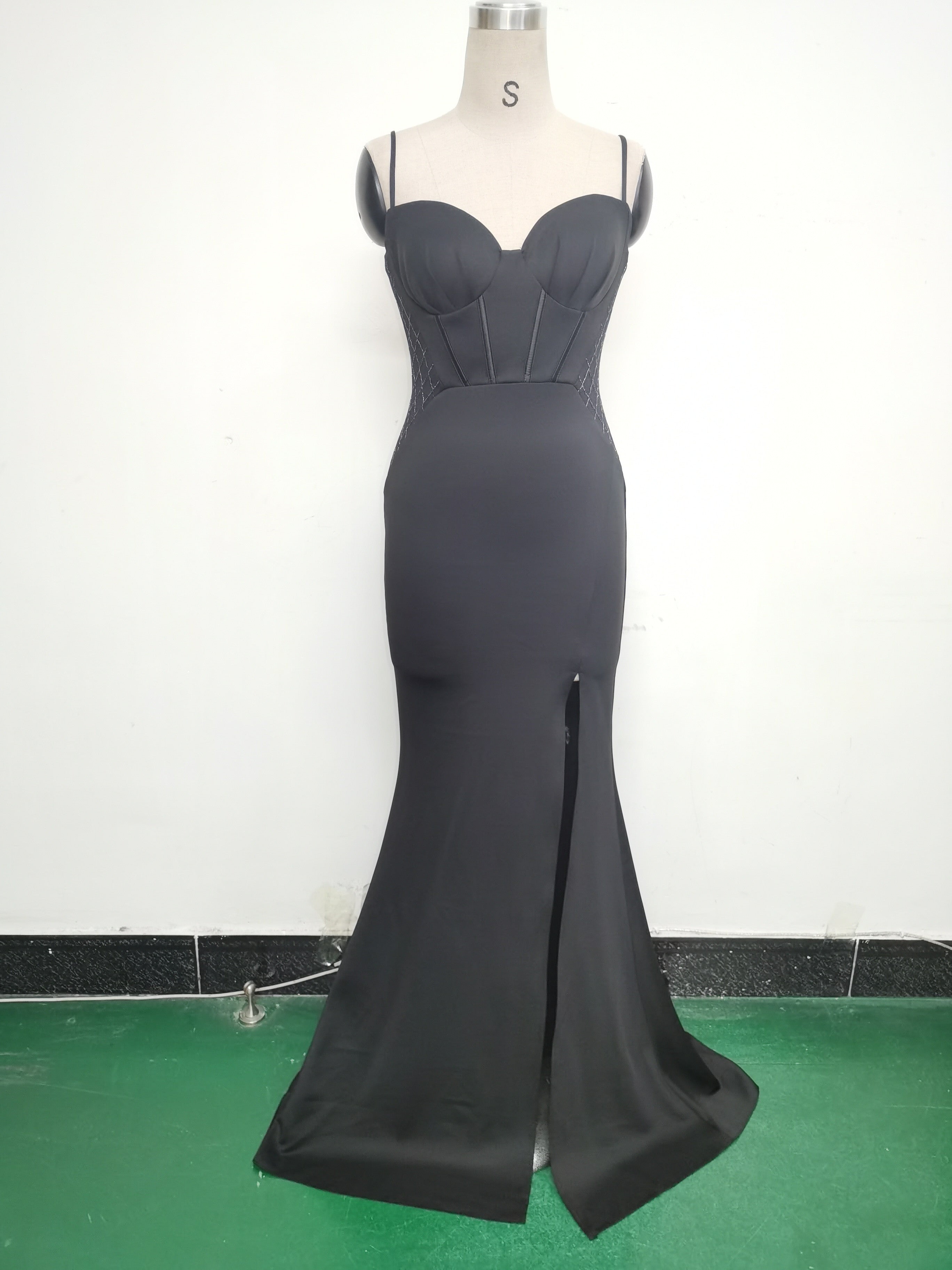 Women Fishbone Lace Sequin Formal Dinner Wedding Fishtail Evening Dress 35