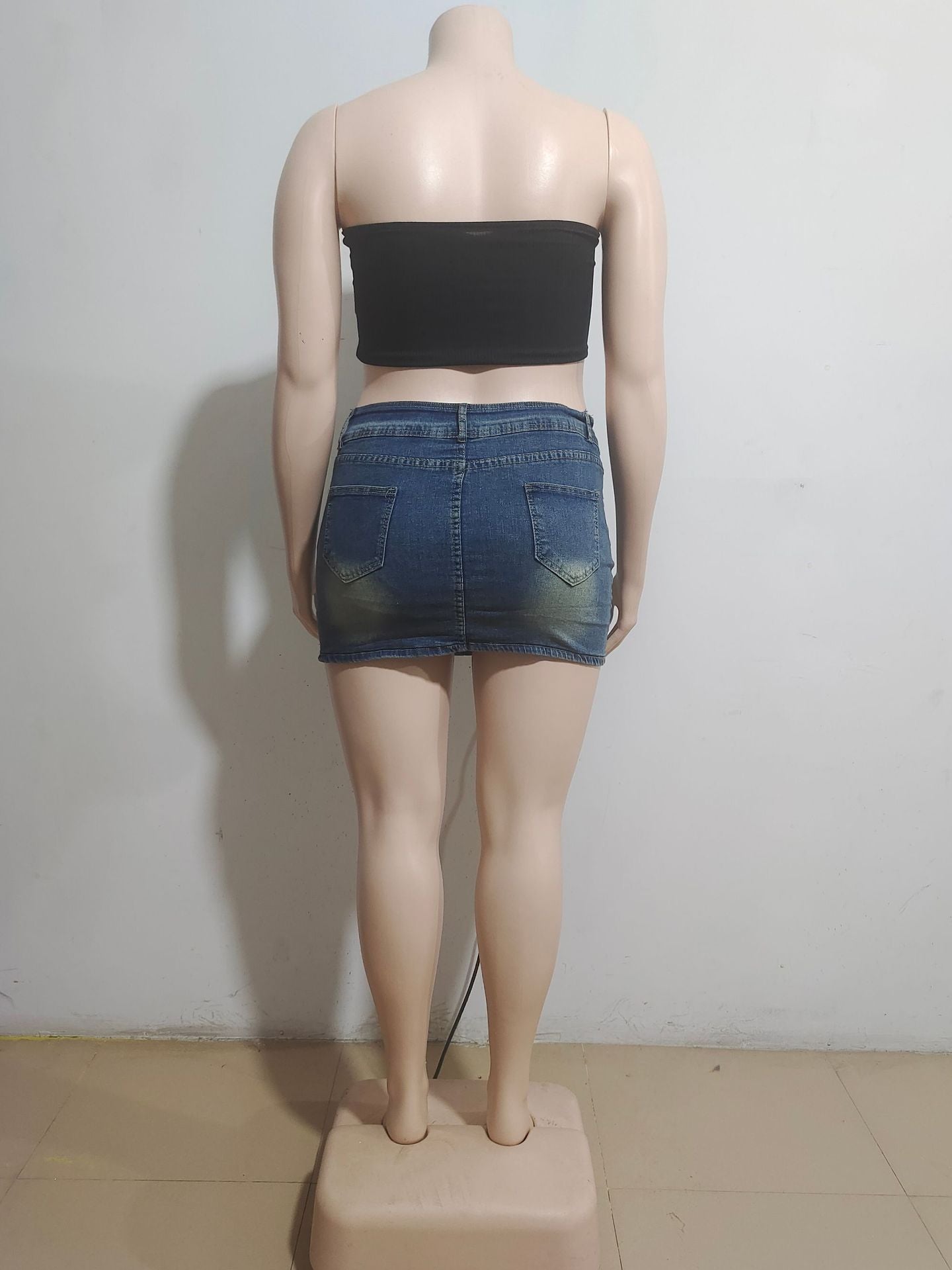 Women Sexy Retro Washed Bodycon Denim Skirt 9