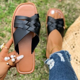 Women's Plus Size casual one strap flat slippers 3