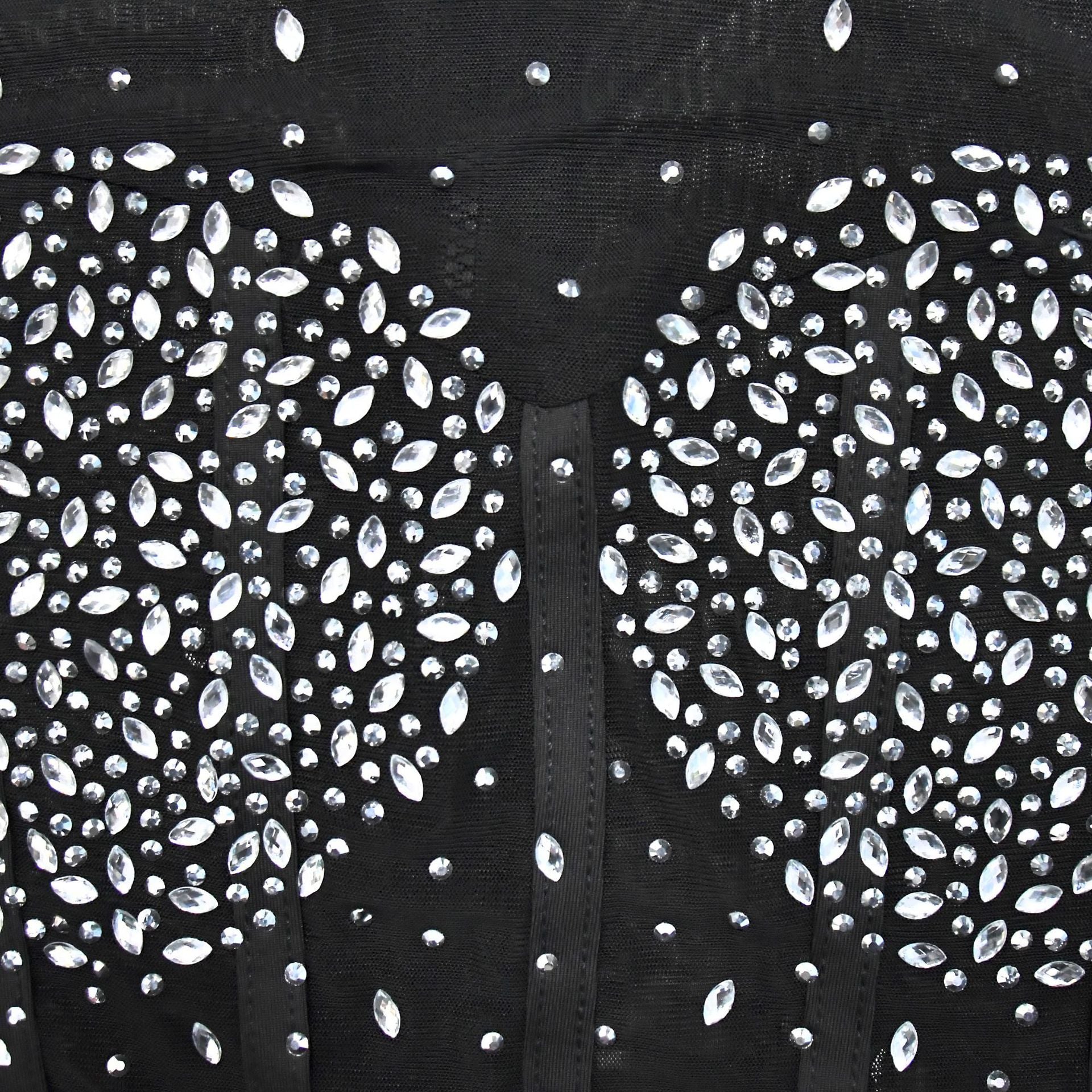 Fashionable Women's Solid Color Beaded Mesh Long-Sleeved Two-Piece Trousers Set 19