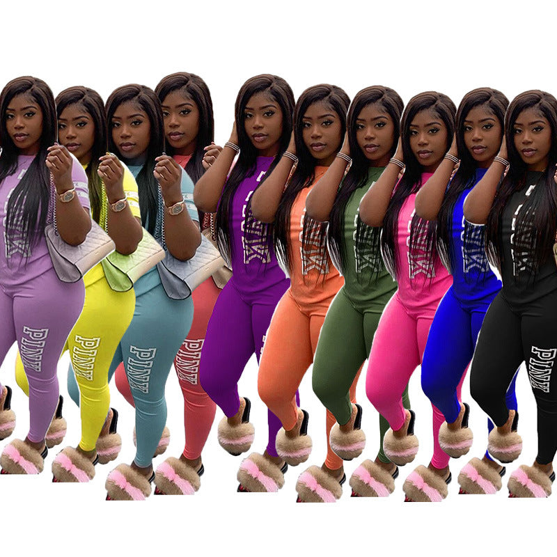 Women's Fashion Casual Letter Print Two Piece Set 9