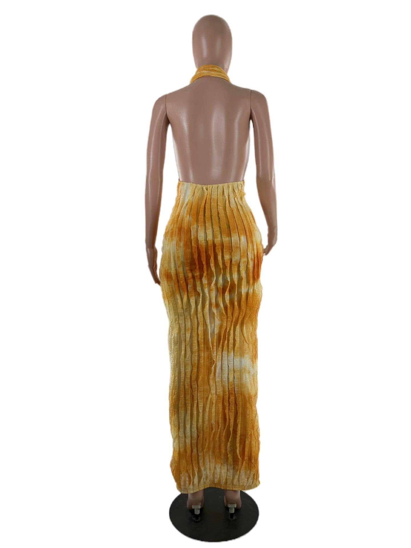 Women's Dress Tie-Dye Halter Neck Sexy Fashion Long Dress 13