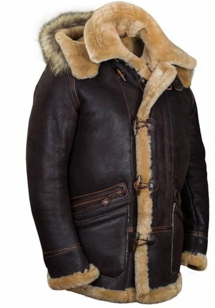 Men's zipper pocket hooded Faux furry jacket