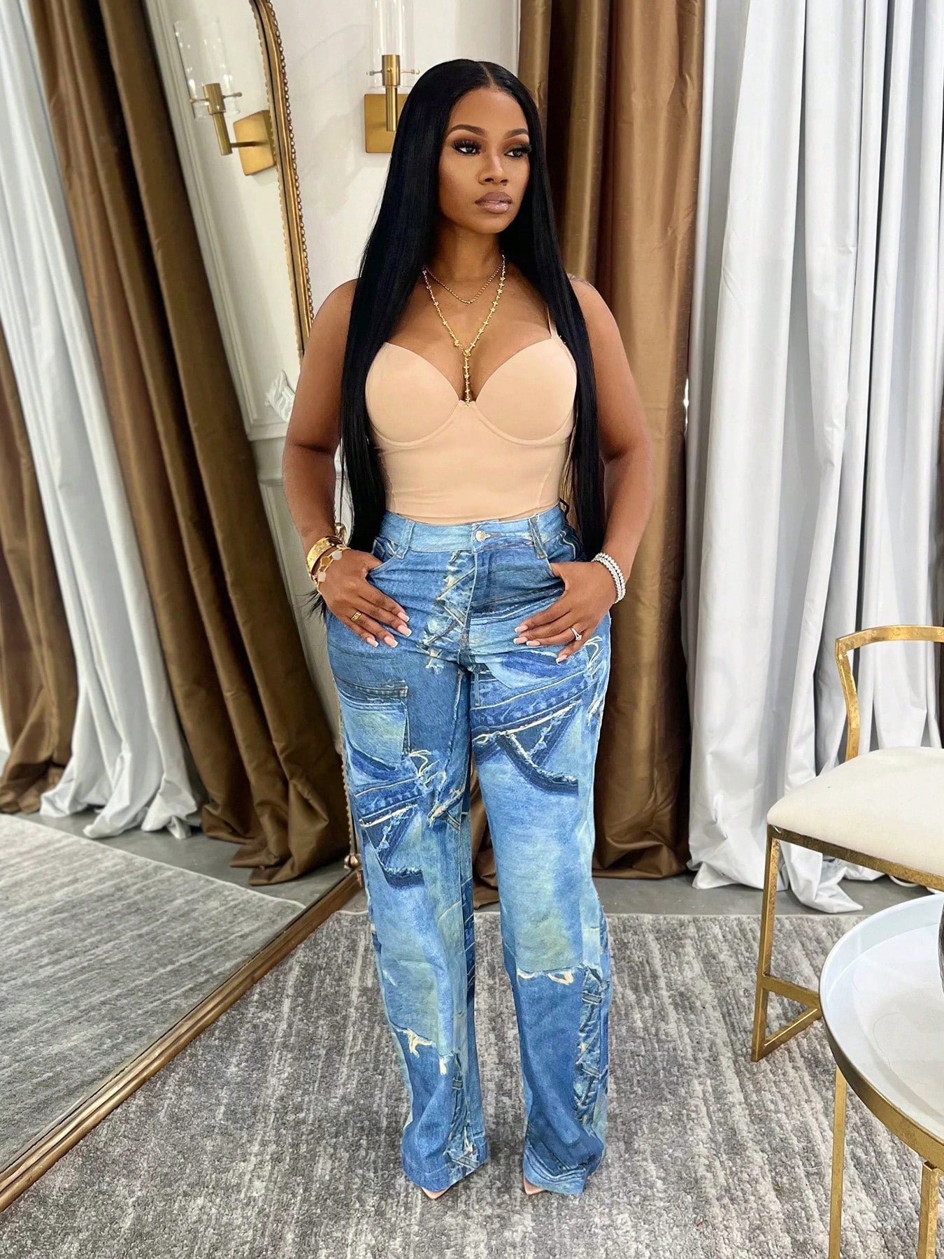 Women Printed Stretchy Casual Pants