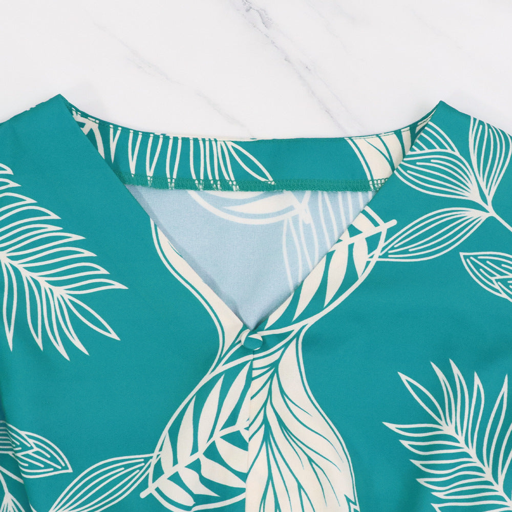 Chic V-Neck Elastic Slim Waist Pa-Line Long Dress 7