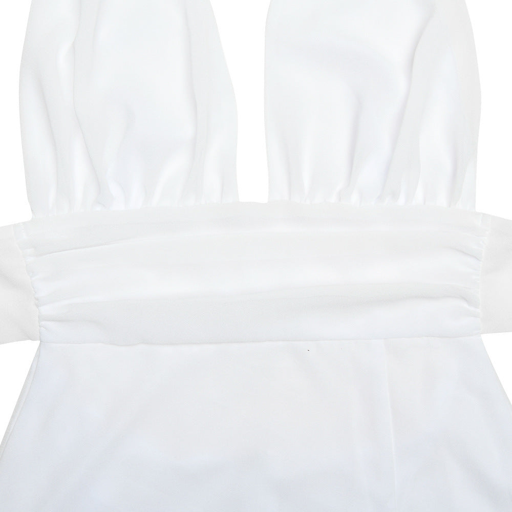 Women Summer Sexy Halter Neck V Neck Lace Backless slit dress 21