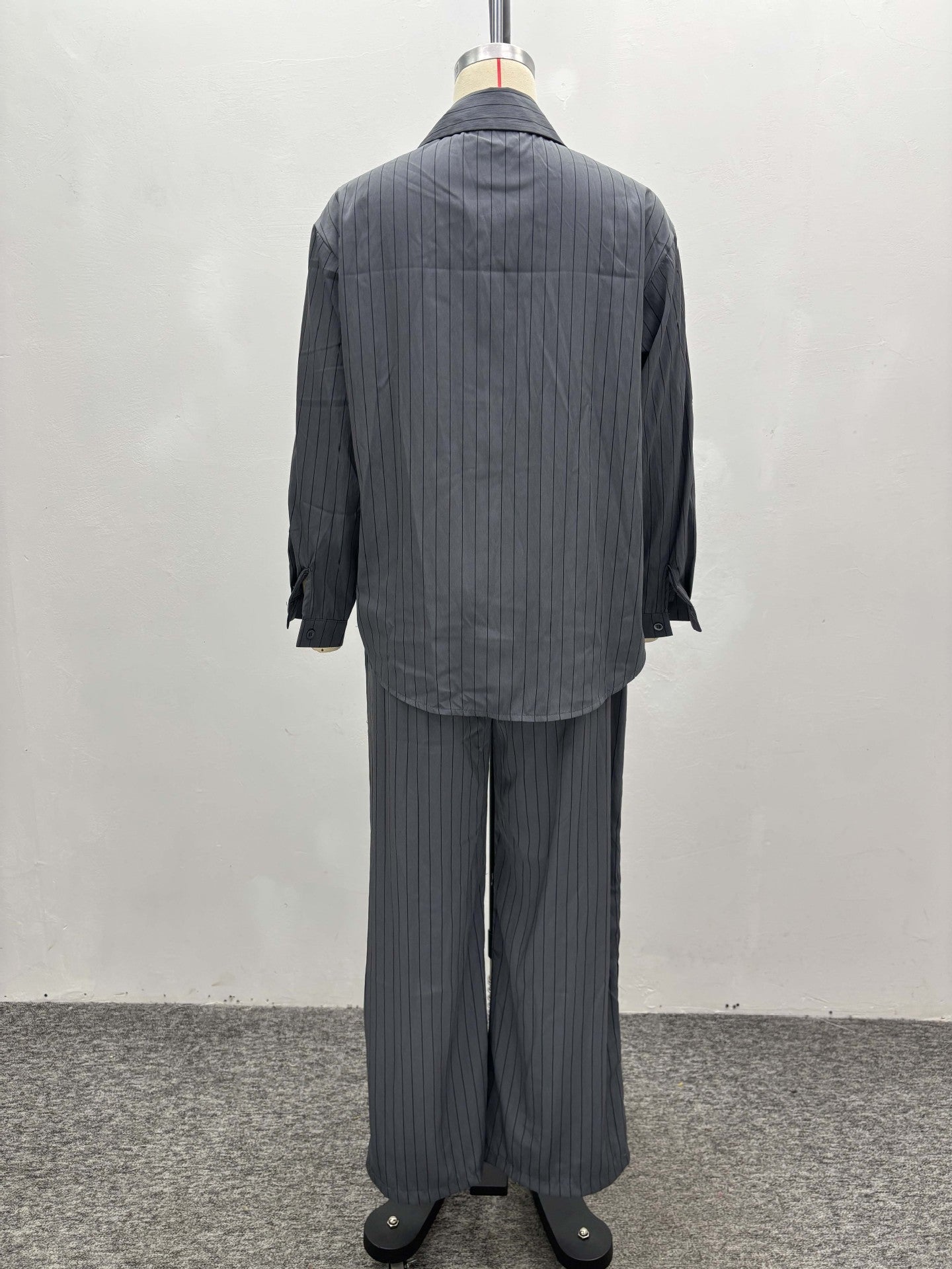 Africa Casual Women's Long Sleeve Striped Shirt High Waist Pants Trendy Fashion Two-Piece Set 6