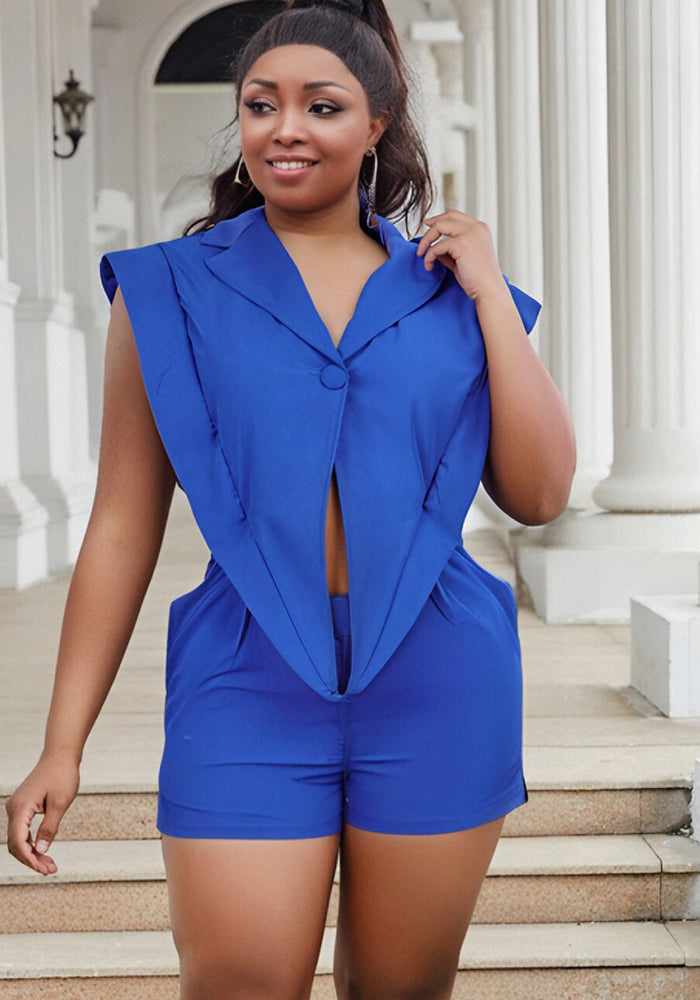 Plus Size Women Casual Irregular Hem Hollow V-neck Jumpsuit