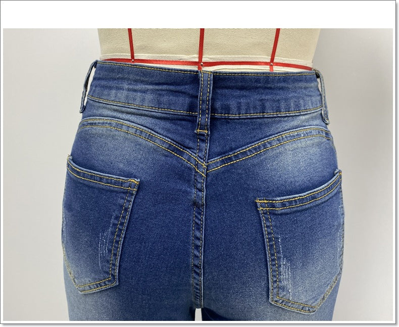 Women butterfly beaded Denim slit Pant 10