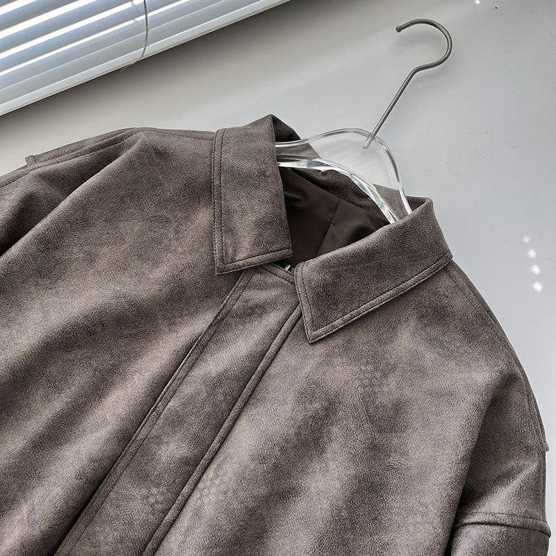 Women American Retro Loose PU-Leather Flight Jacket 18