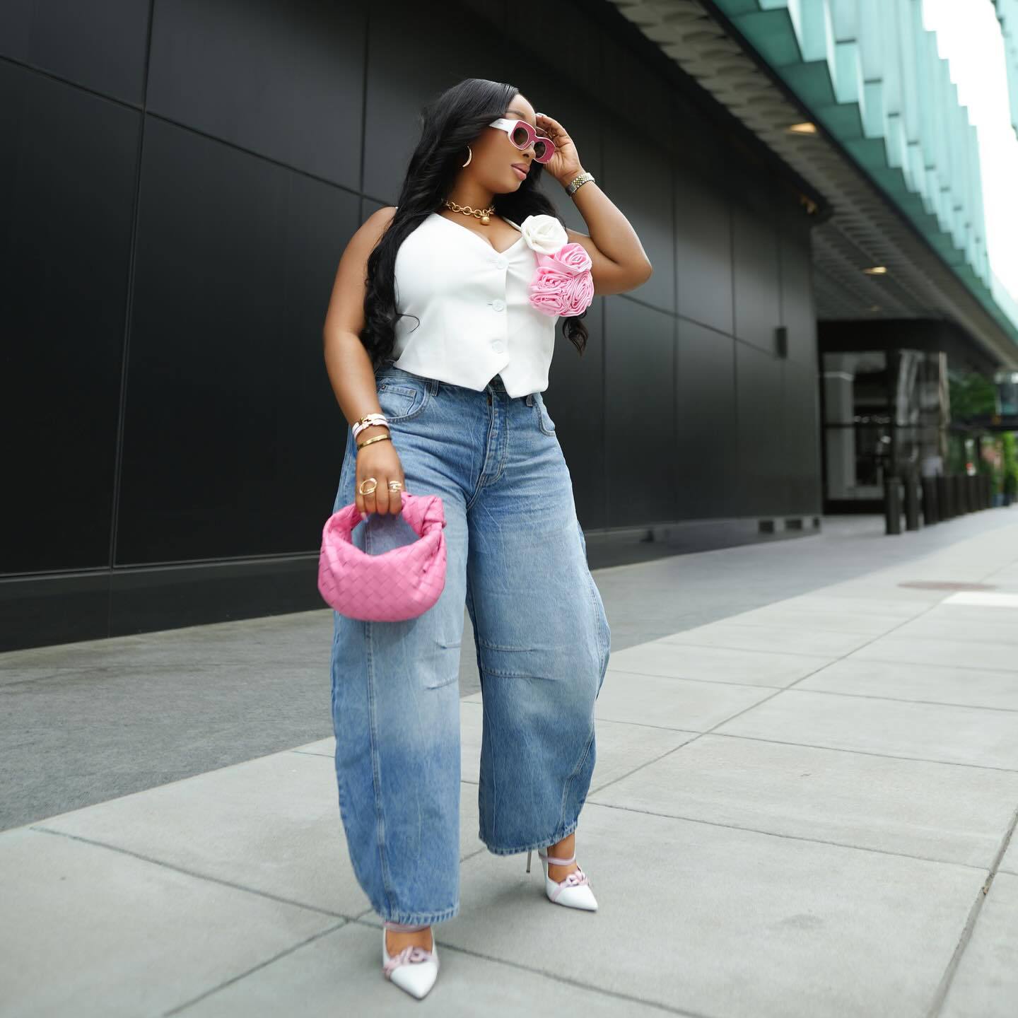 Women Summer Retro Denim Wide-leg Pants 3