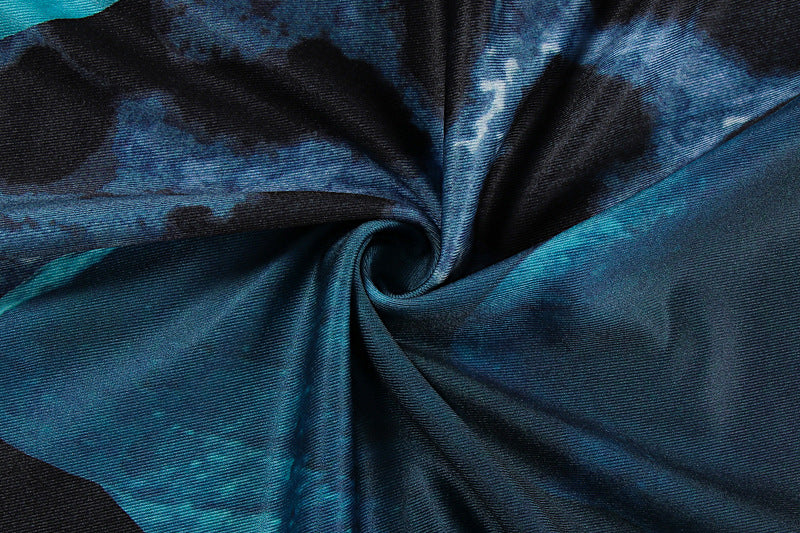 Summer Women's Chic Printed Slash Shoulder Lace-Up Slim Low-Waist Long Skirt Set 16