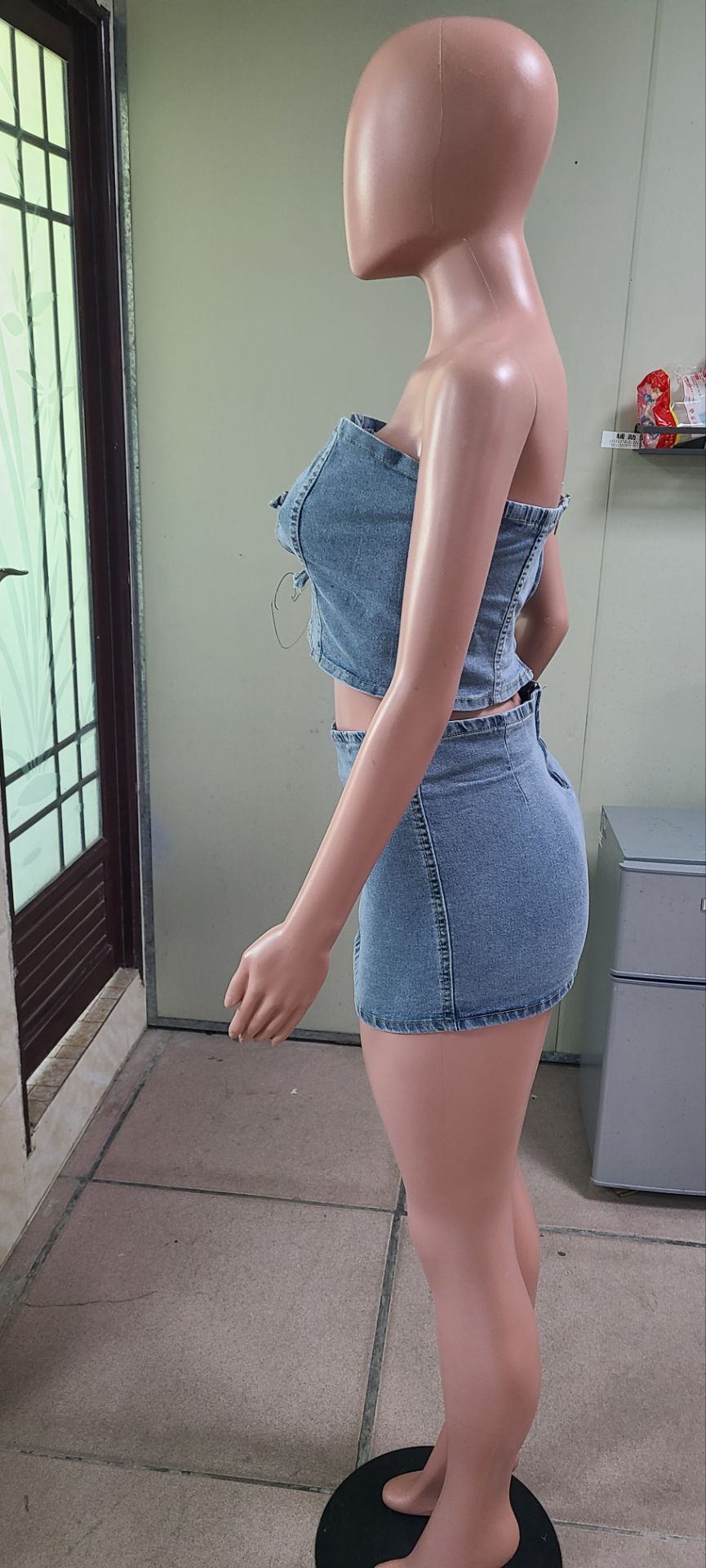 Women Summer Sexy Drawstring Top and Slit Bodycon Skirt Two-piece Set 7