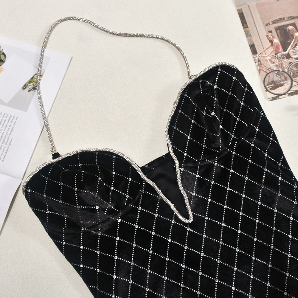 Women Summer Contrast Color V Neck Suspender Dress 16