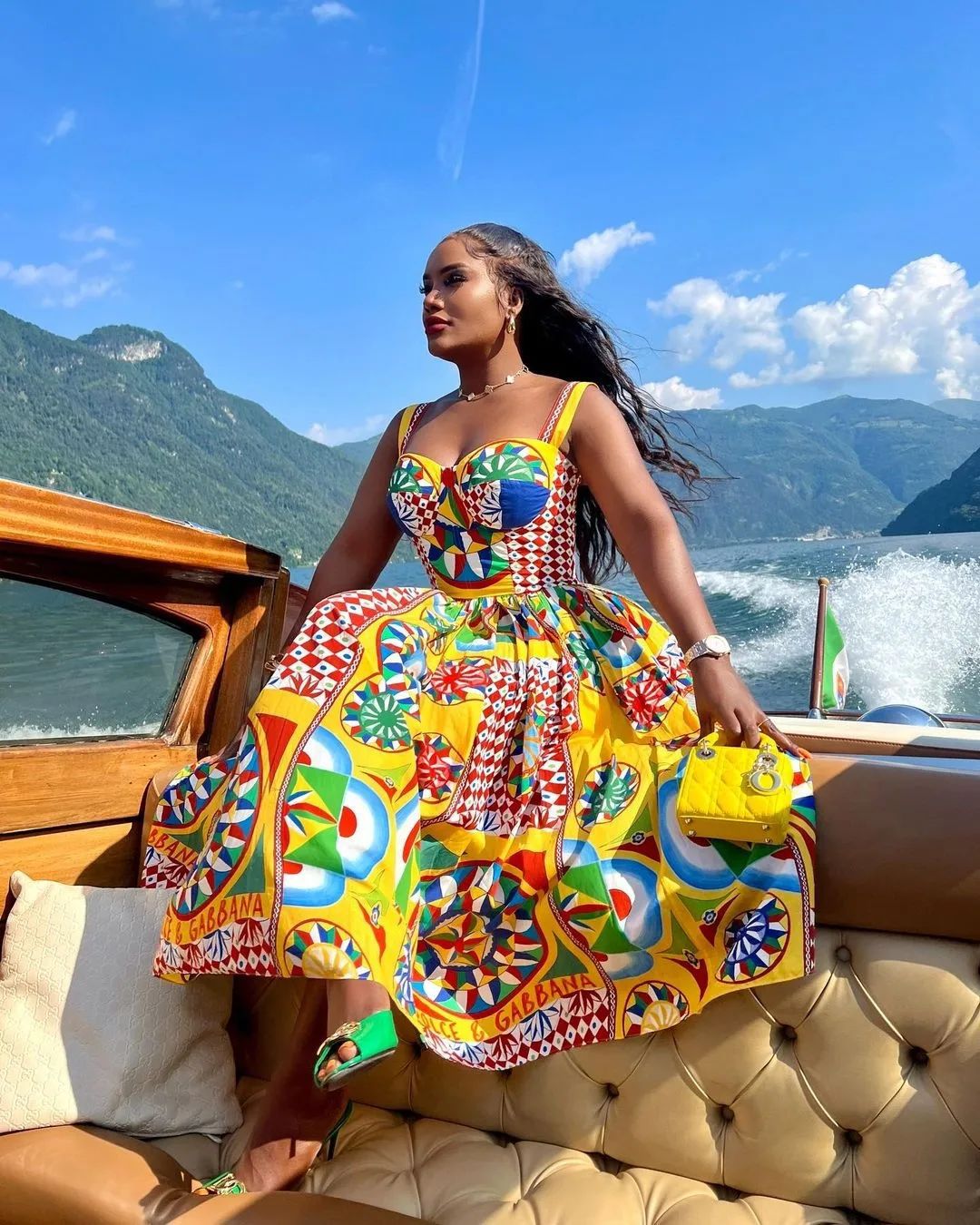 Women Vintage Baroque Strapless Beach Holidays Print Dress