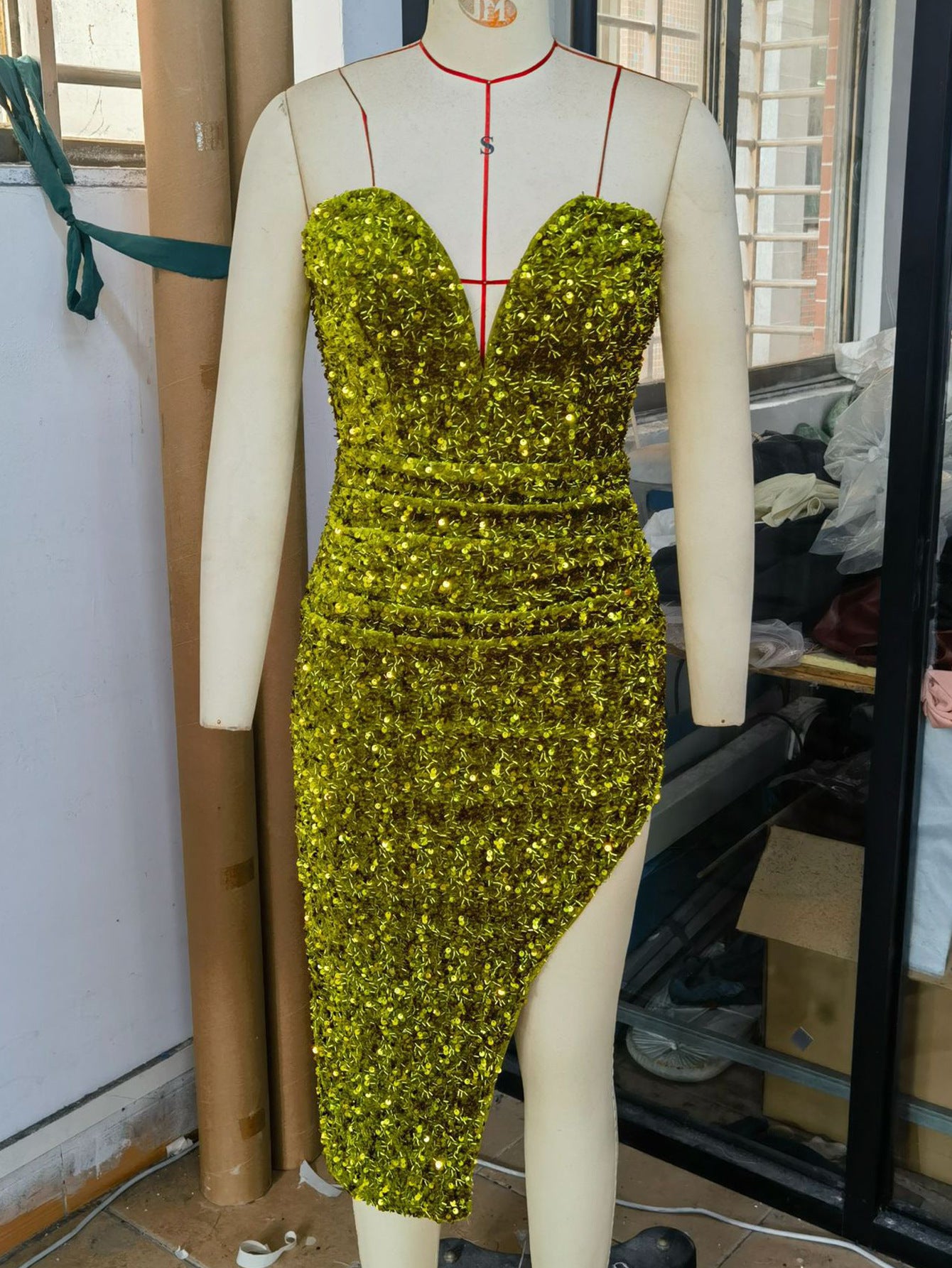 Women Sexy Backless Sequin Birthday Party Evening Dress 16