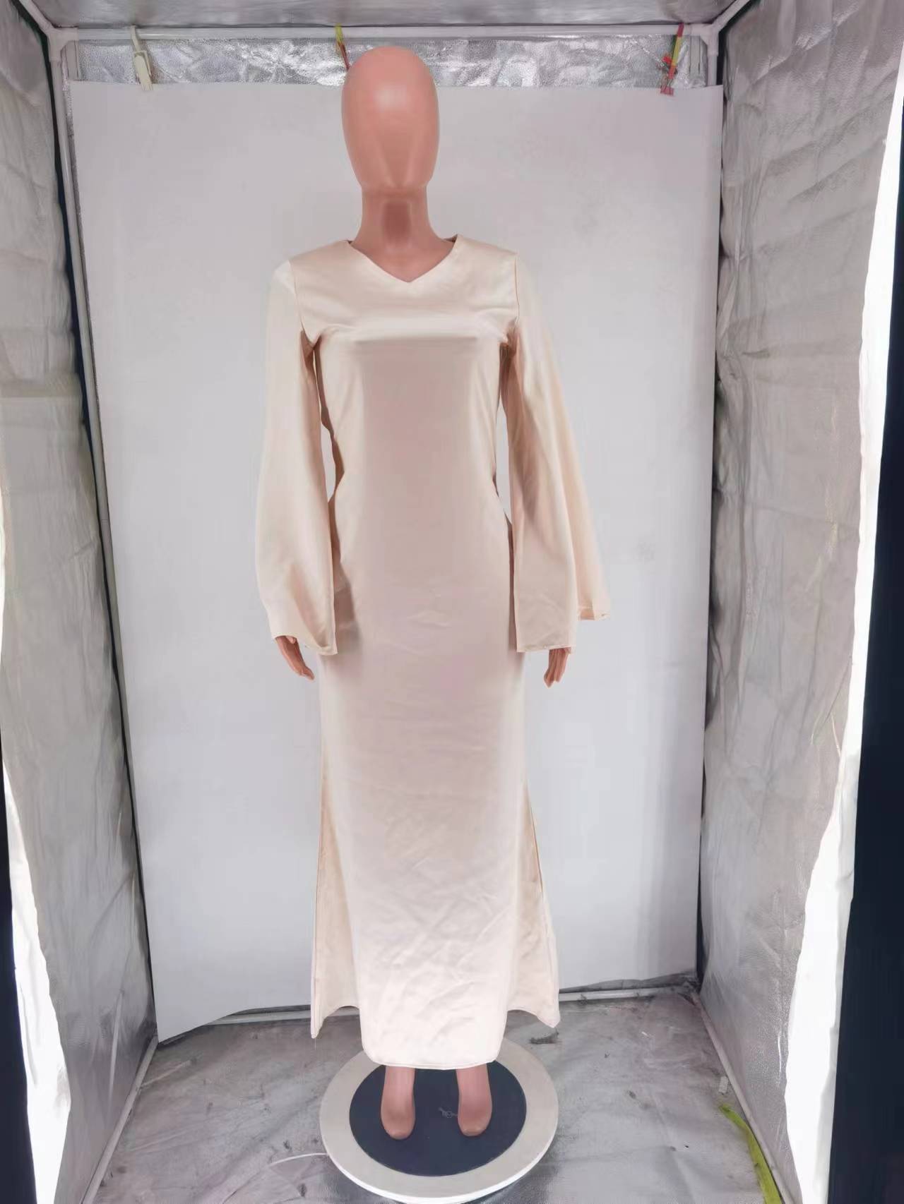 Women's Fashion Elegant Solid Color Satin Long Dress 21