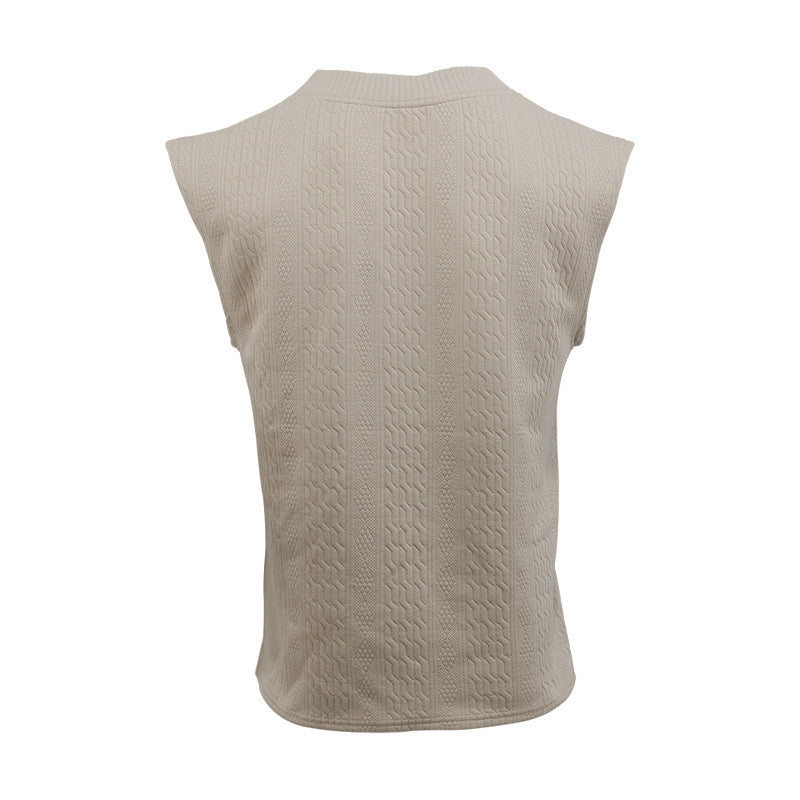 Men's Summer Loose Sleeveless T-Shirt Shorts Men's Summer Casual Jacquard Knitting Set 46