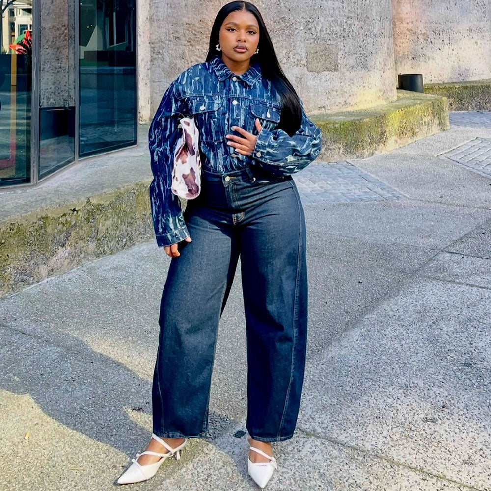 Autumn Winter Women's Street Casual Distressed Long Sleeve Denim Jacket 3