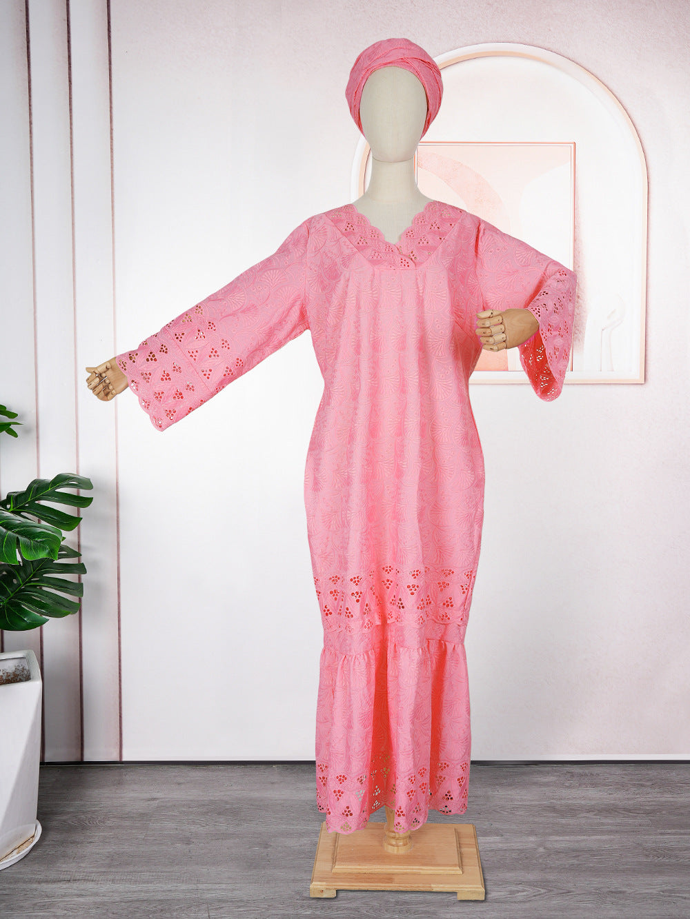 Plus Size African Women Patchwork Lace Dress 3