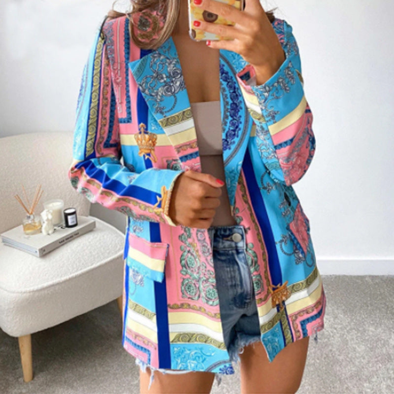 Fashion Print Ladies Blazer Jacket 6