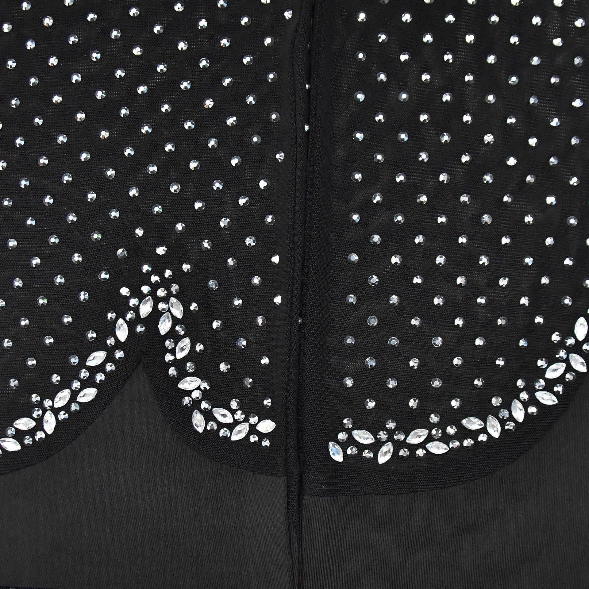 Fashion Women's Solid Color Beaded Mesh Long Sleeve Jumpsuit 17