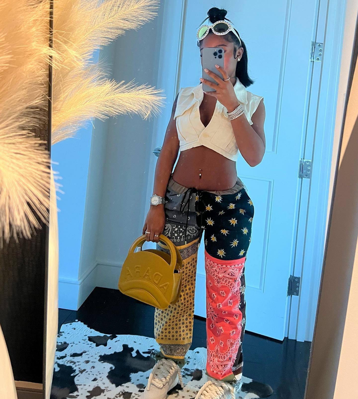 Women'S Fashion Contrast Print Casual Trousers 4