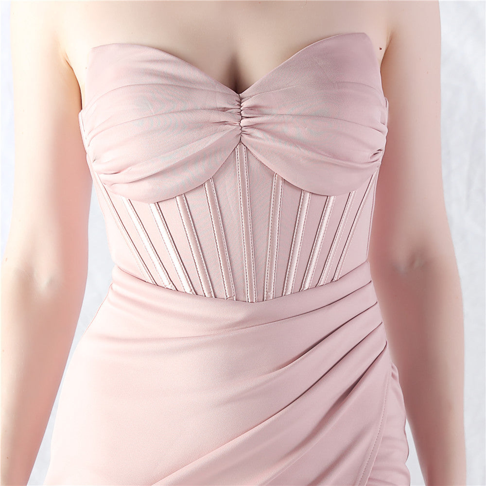 Women Fishbone Vest Off Shoulder Evening Dress 50