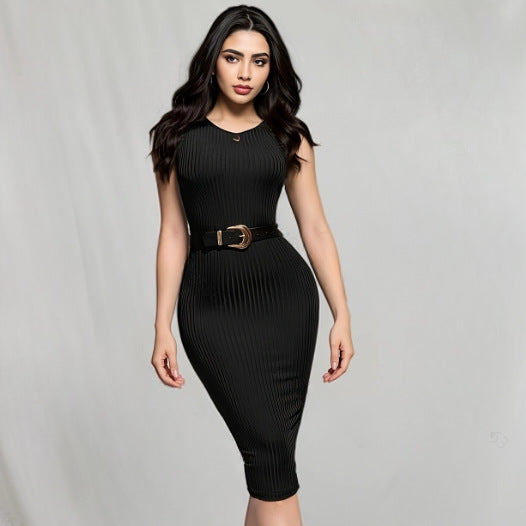 Women's Summer Solid Color Sleeveless Bodycon Dress