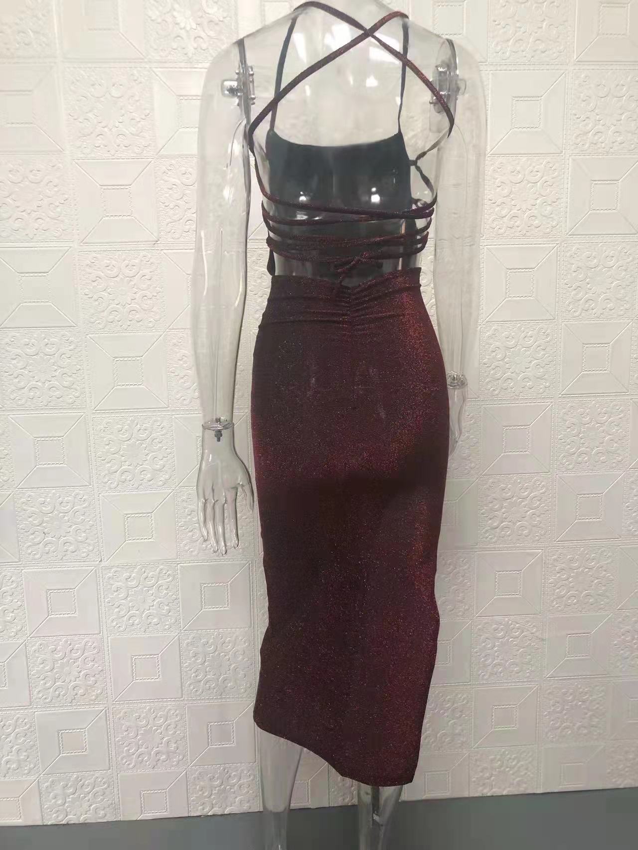 Women's Fashion Sexy Strap Low Back Square Neck Dress 18