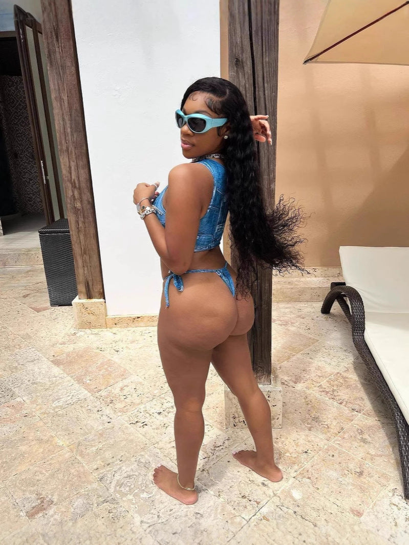 Women's Summer Printed Slim Tank Thong Two-Piece Set 5