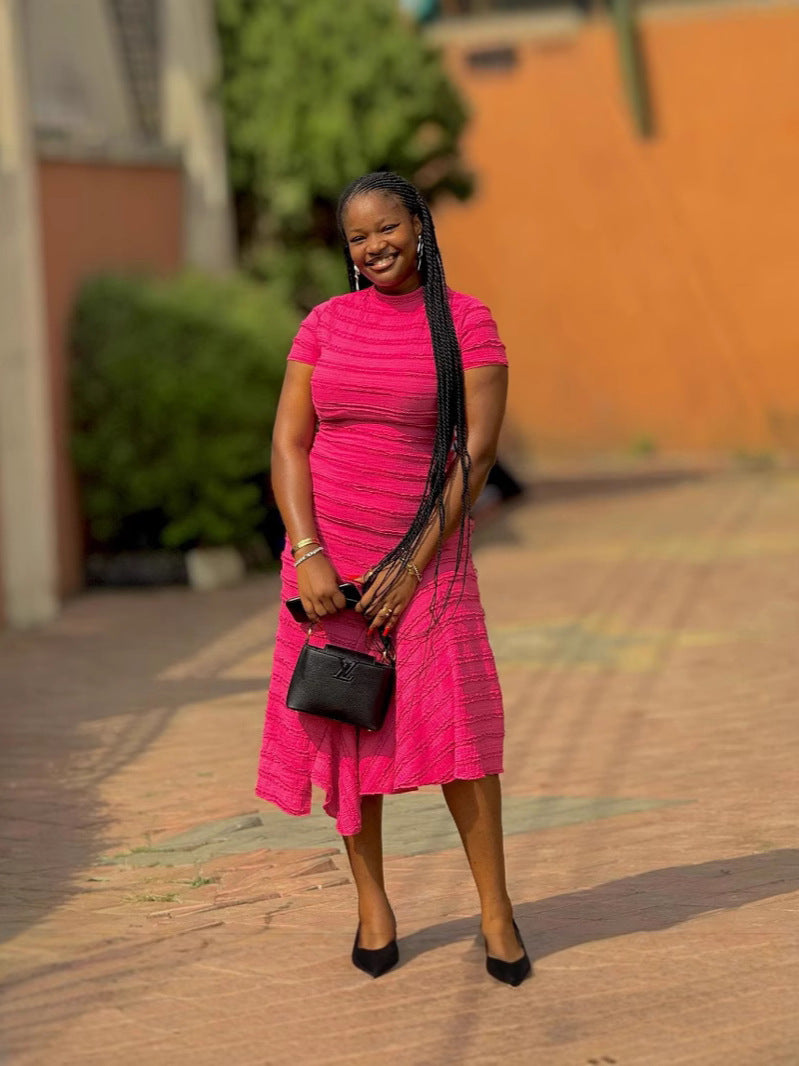 Women Summer Round Neck Short-sleeved Dress 5