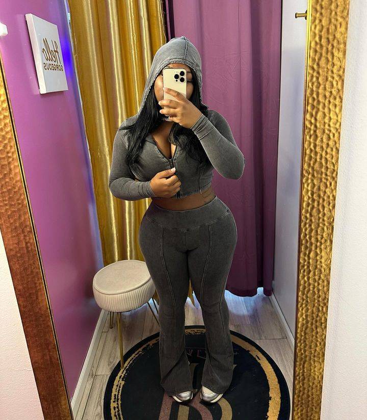 Women Washed Stretch Top and Slit Pants Two Piece Set 3