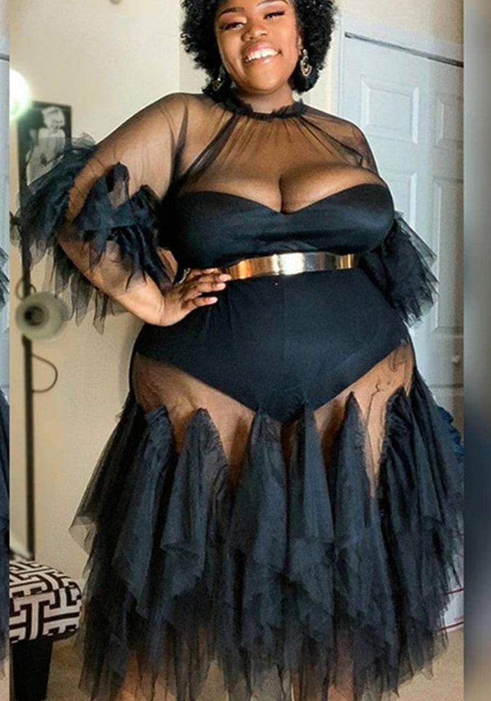 Plus Size Women Irregular Solid Dress