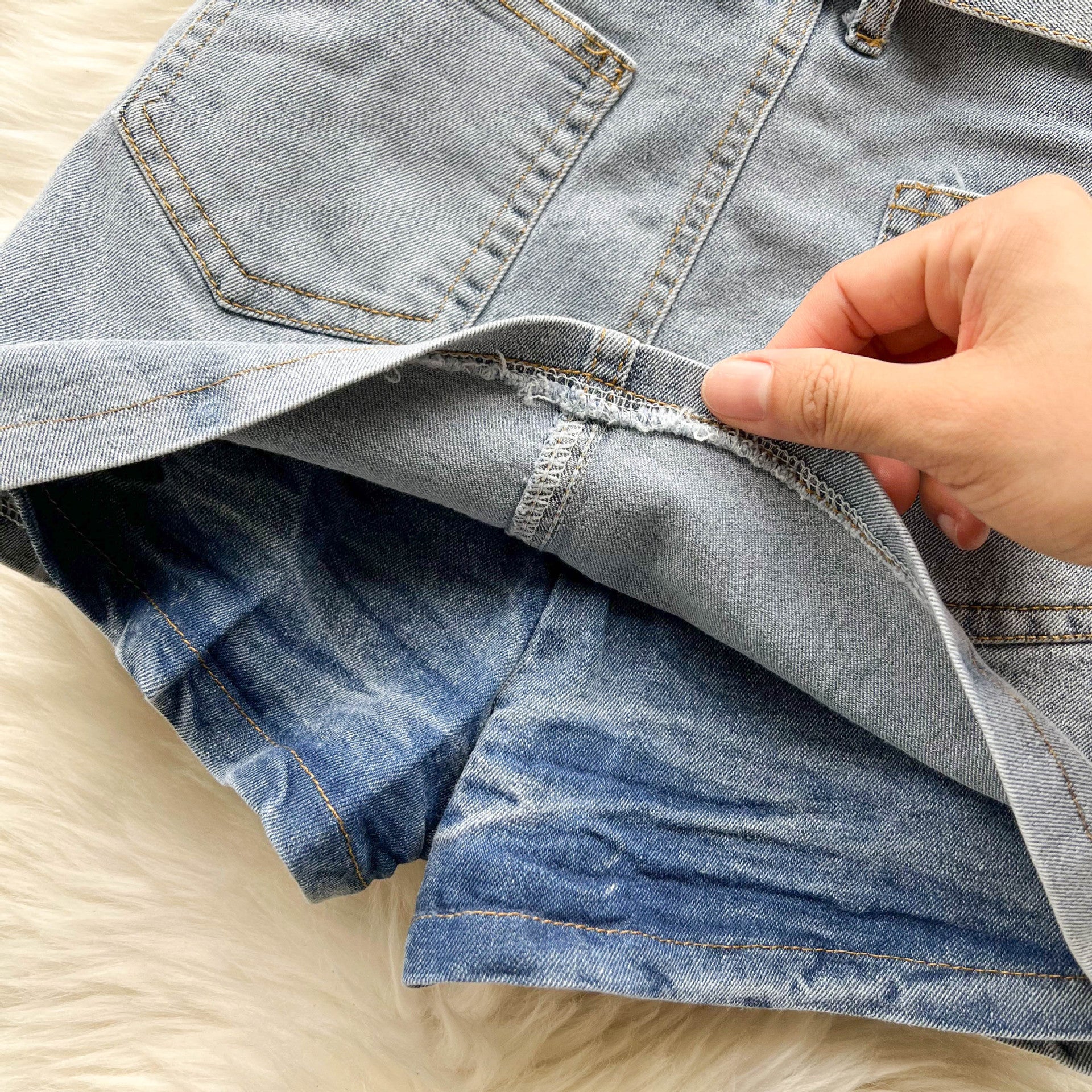 Women's Summer Halter Neck Crop Top Mini Skirt Two-Piece Denim Set 12