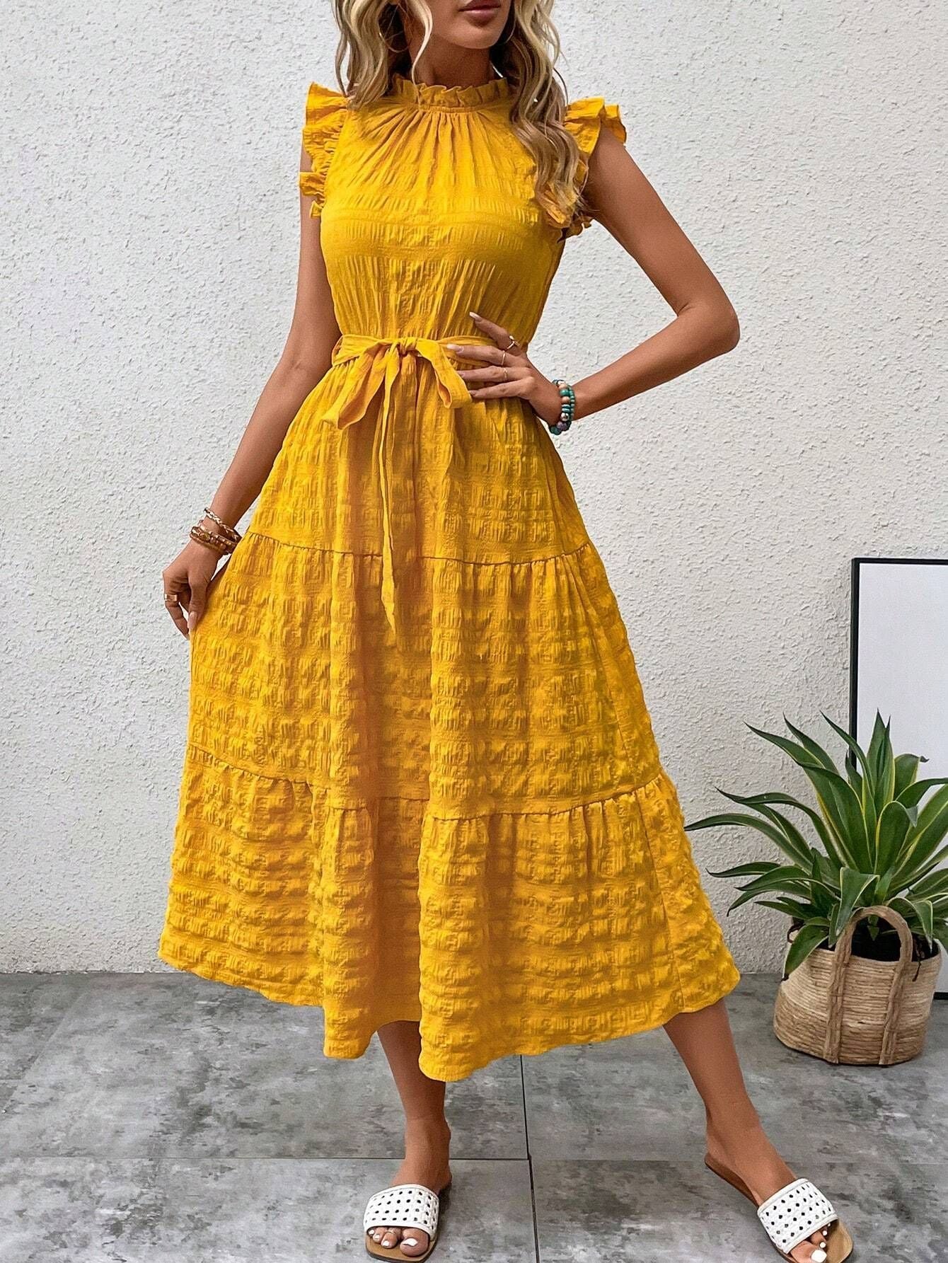 Women Summer Ruffle Edge Strappy Dress 11