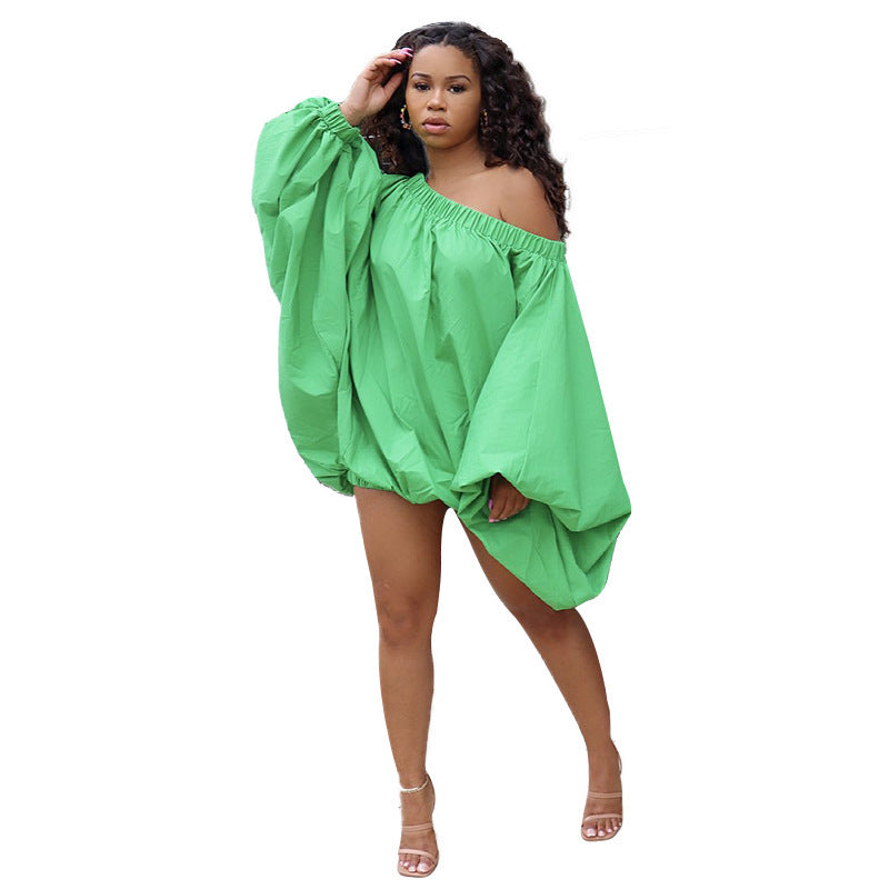 Women loose Bat Sleeves Off Shoulder dress 8