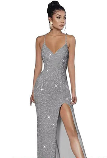 Sleeveless Backless Strap Red Deep V-Neck Sequin Dress（Processing time need 3-6 days） 14