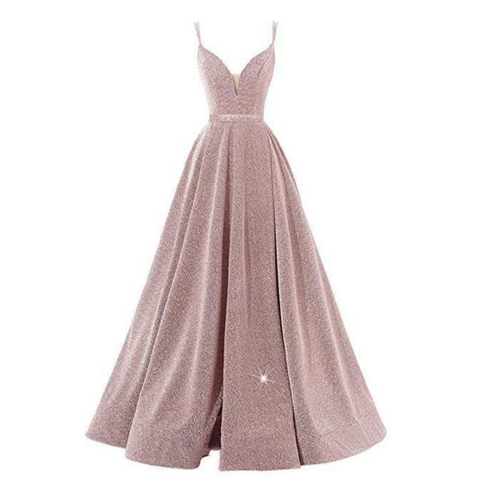 Women Formal Party V-Neck Sequined Strapless Party Bridesmaid Formal Party Evening Dress（Processing time need 3-6 days） 4
