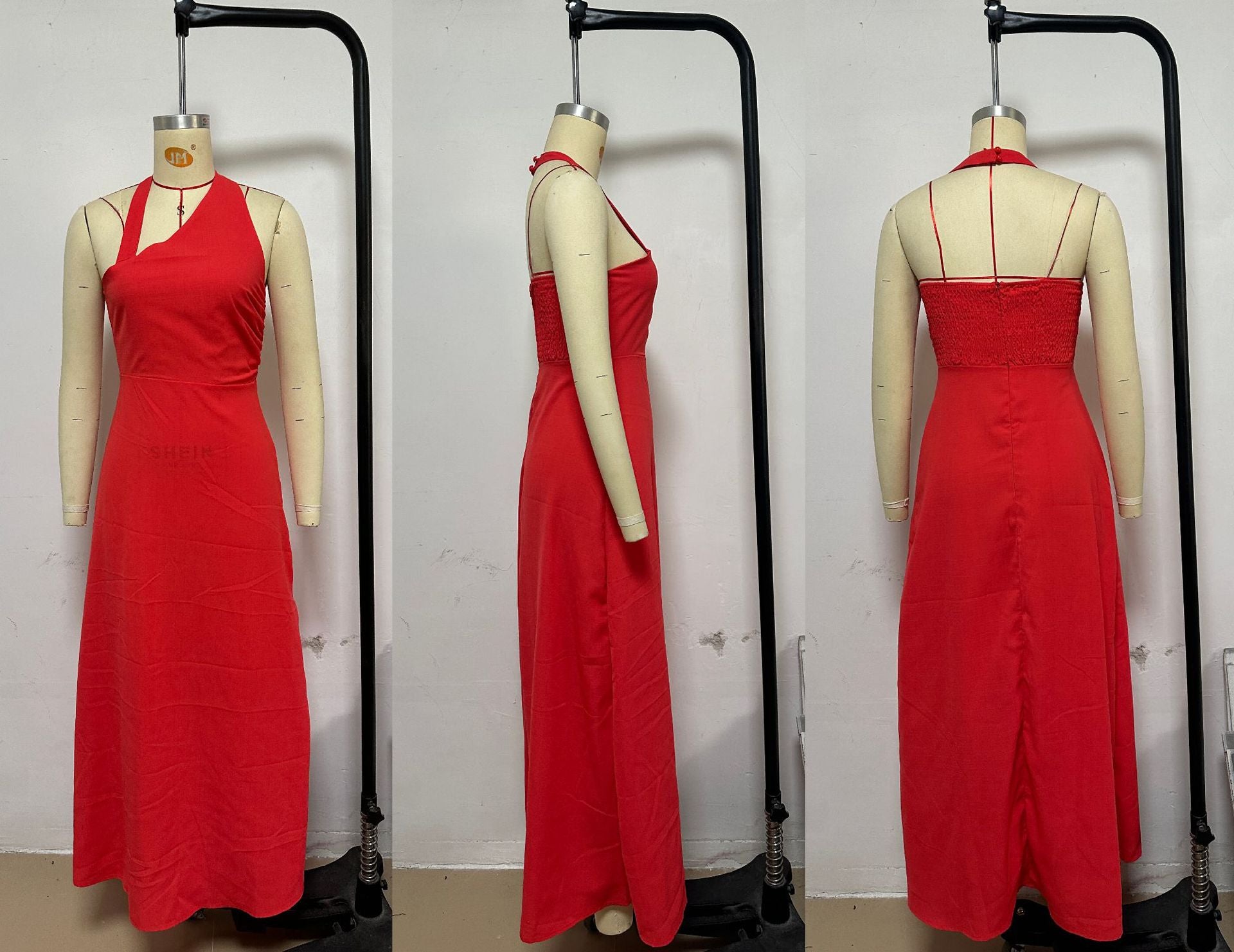 Women Summer Red Solid Sleeveless Backless Dress 5