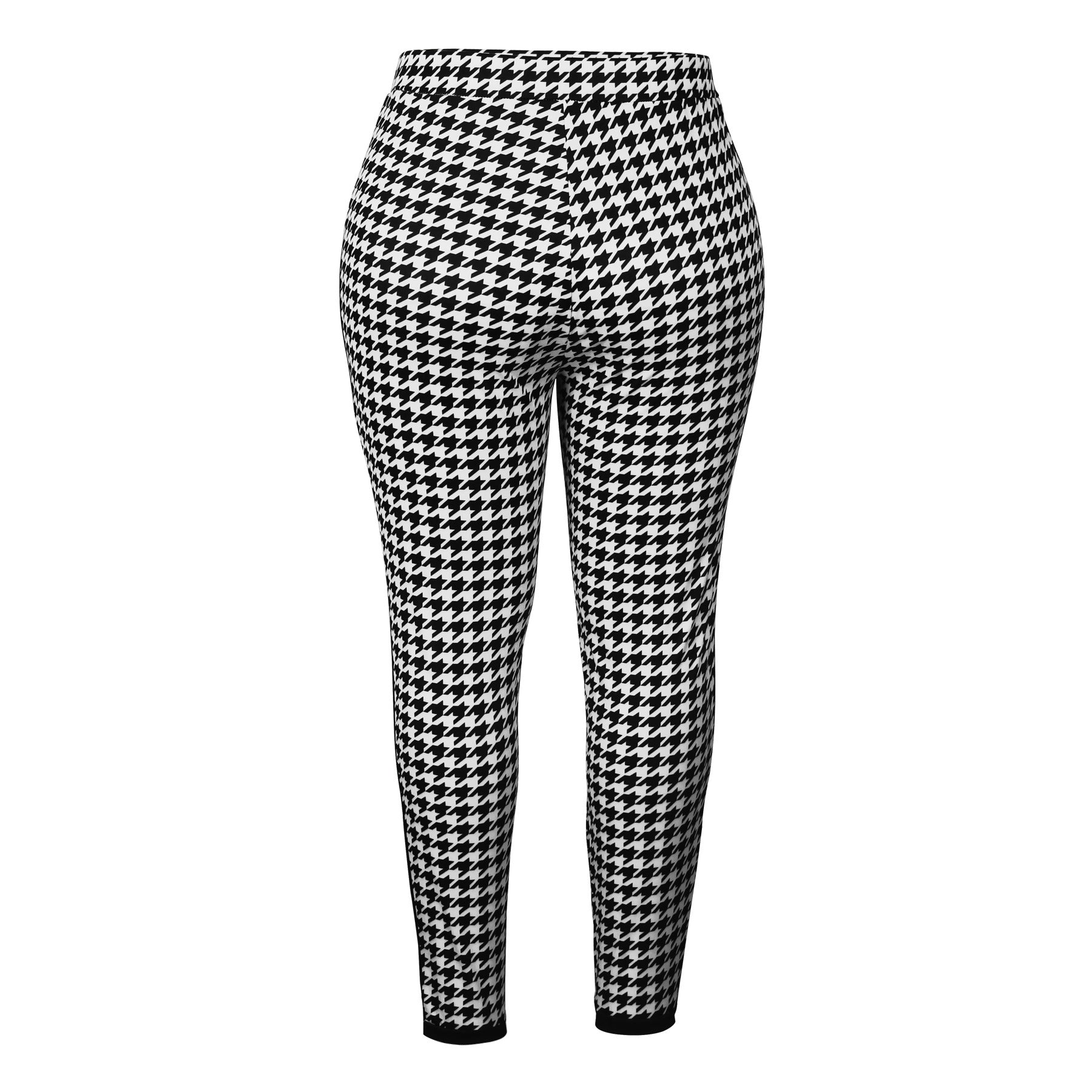 Autumn And Winter Houndstooth Print Trousers Black Stripes Patchwork Slim High Waist Pencil Pants 5