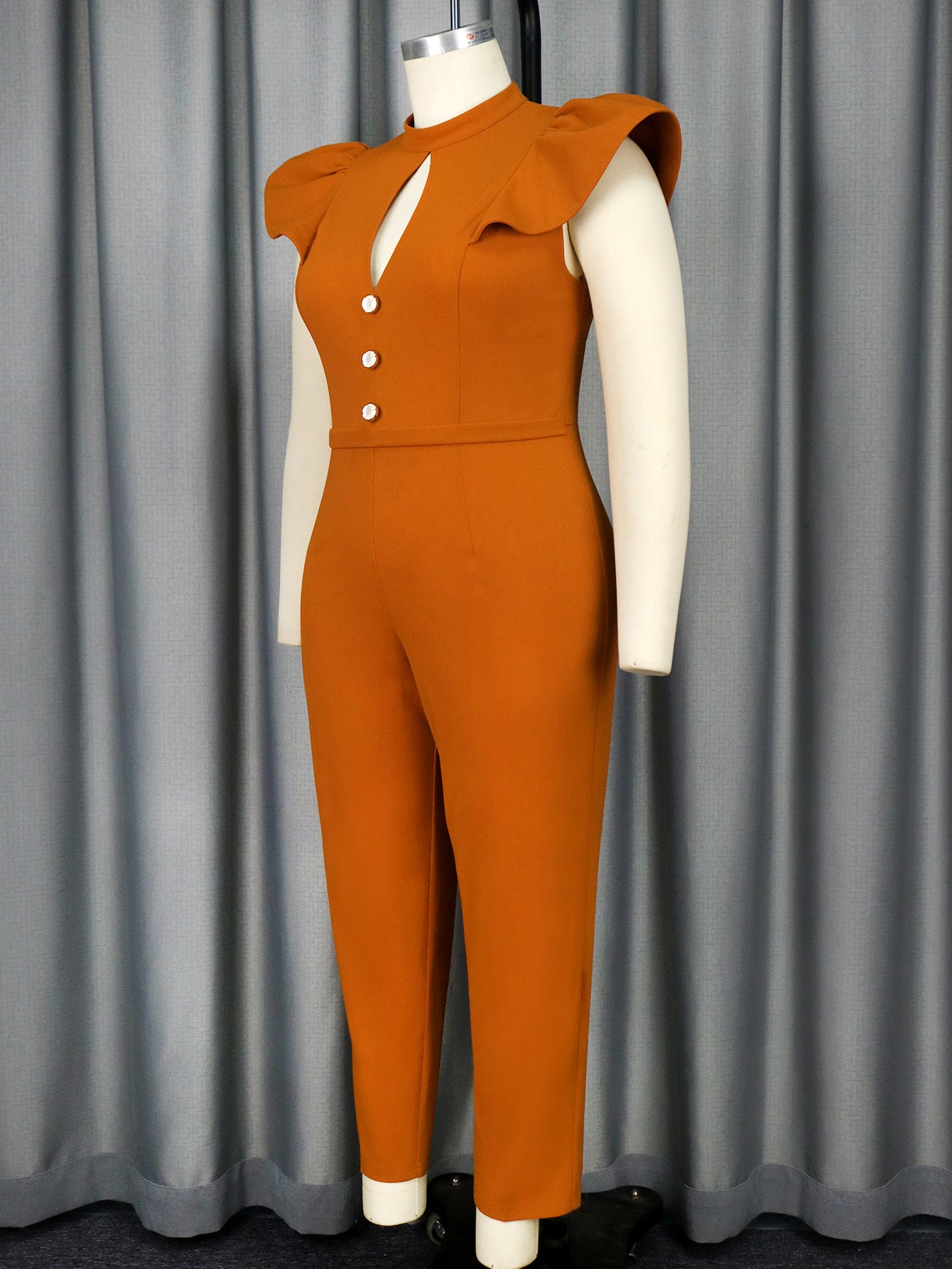 Women Style Cape Sleeve Half High Neck Sexy Hollow Formal Party Jumpsuit 5