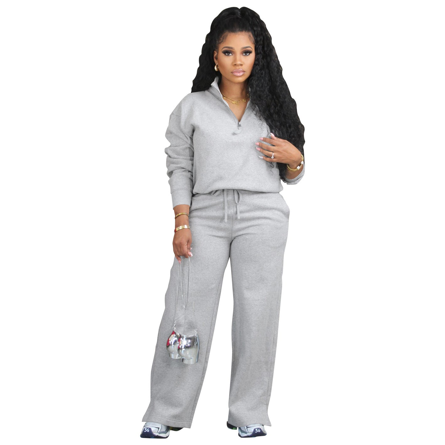 Winter Women's Two-Piece Tracksuit Plush Loose Sportswear 11