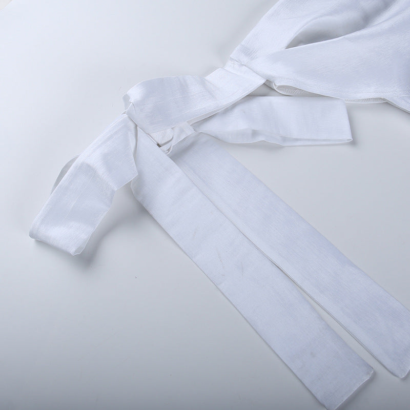 Women One Shoulder Bow Strapless Dress Two-piece Dress Set 23