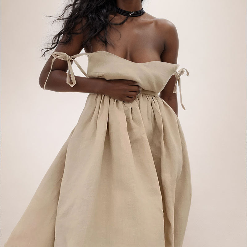 Women Spring elegant sexy Lace-Up Backless suspender dress 22